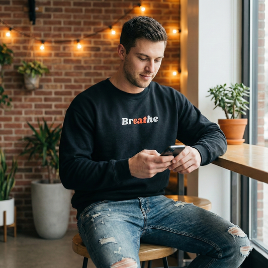 Breathe Statement Sweatshirt | Black Crewneck Pullover