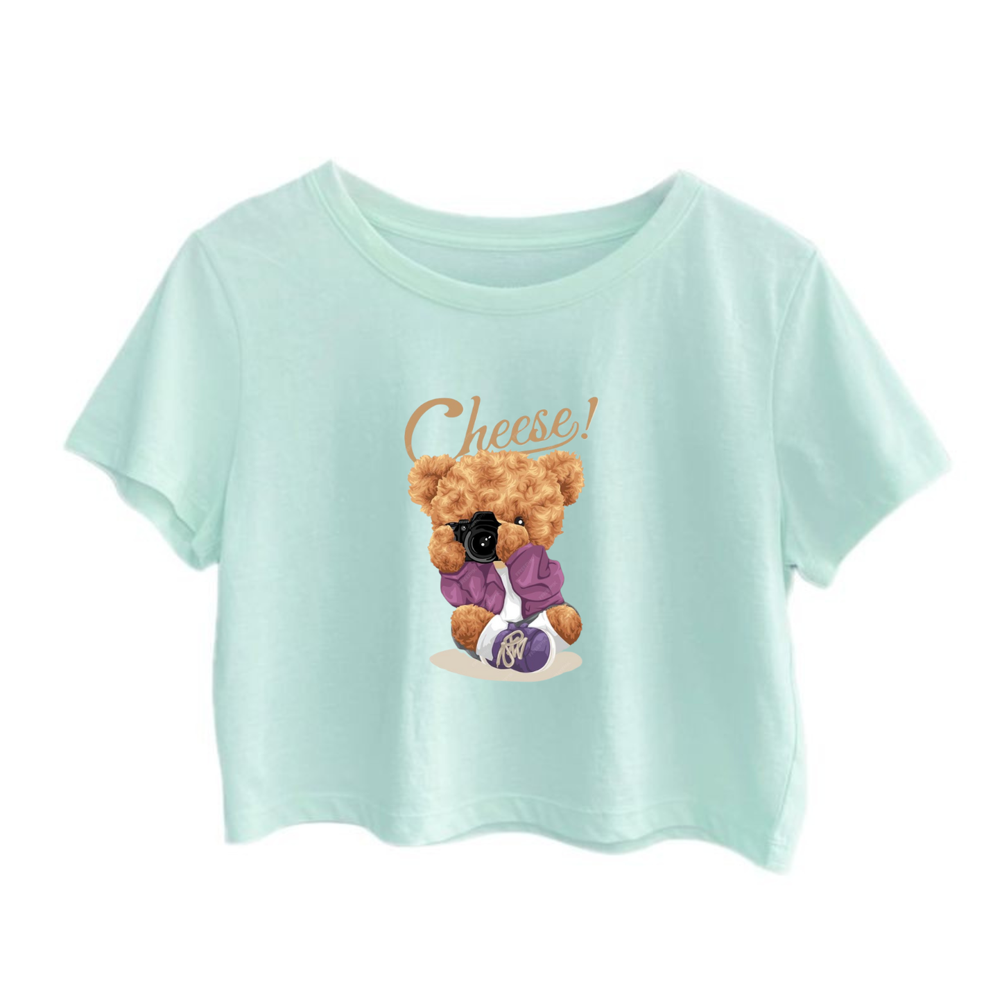 Crop Top With "Cheese" Printed