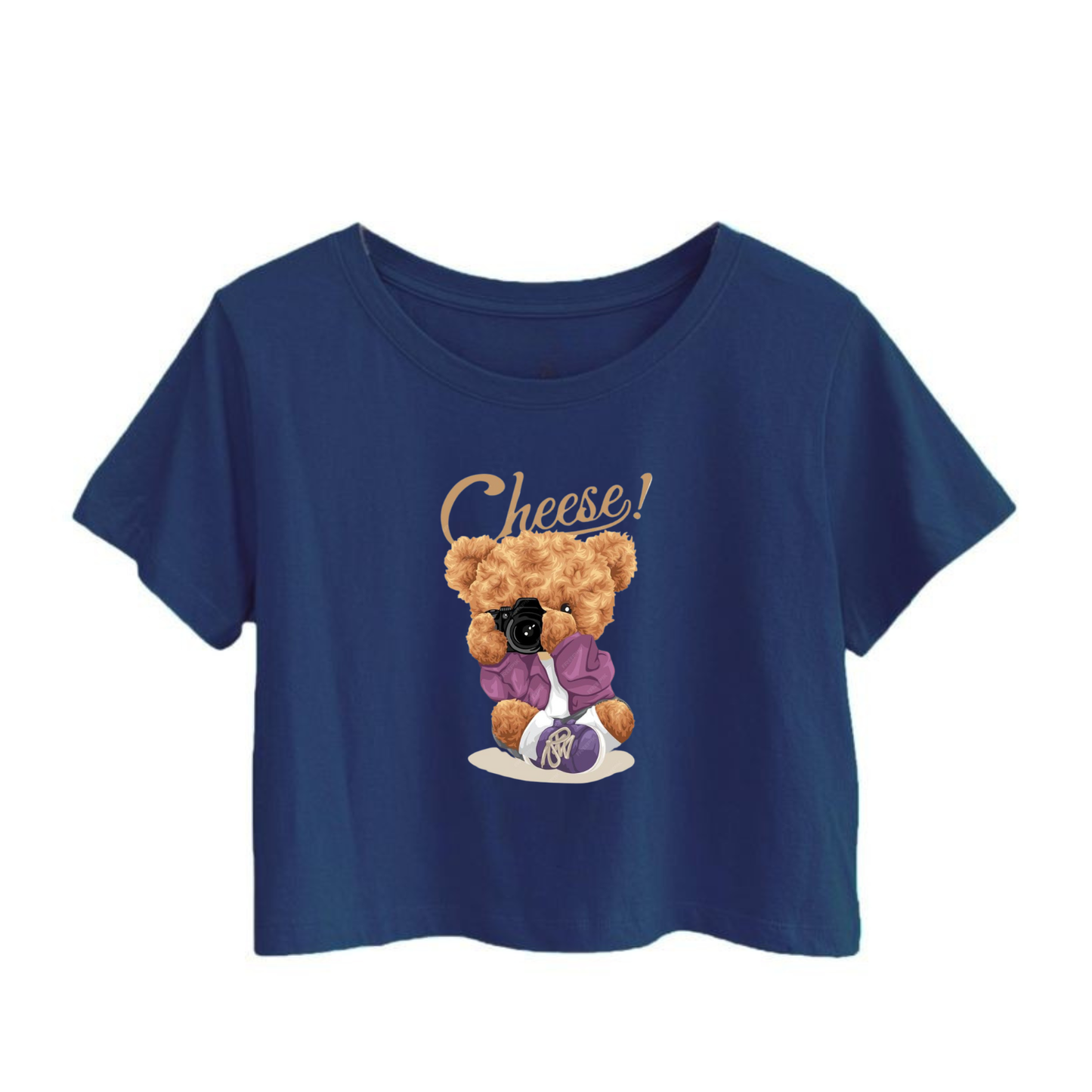 Crop Top With "Cheese" Printed