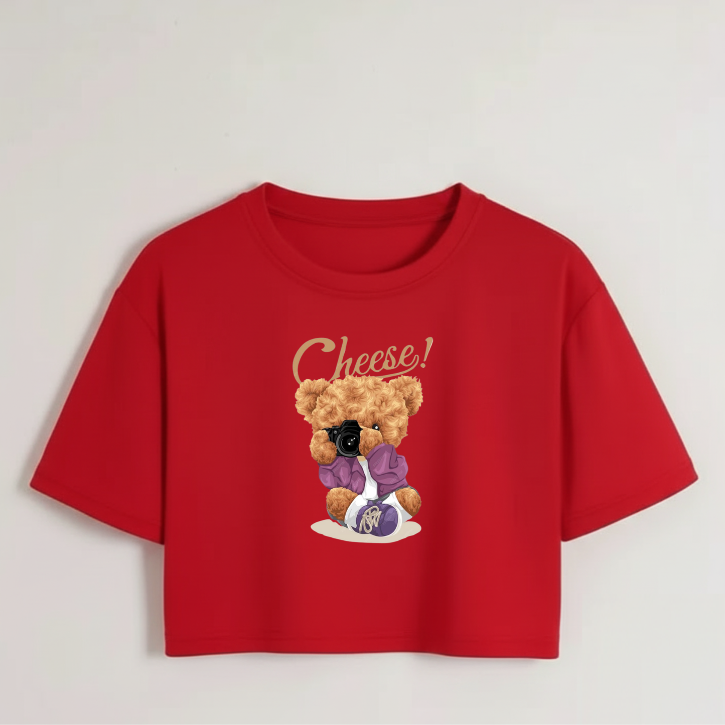 Crop Top With "Cheese" Printed