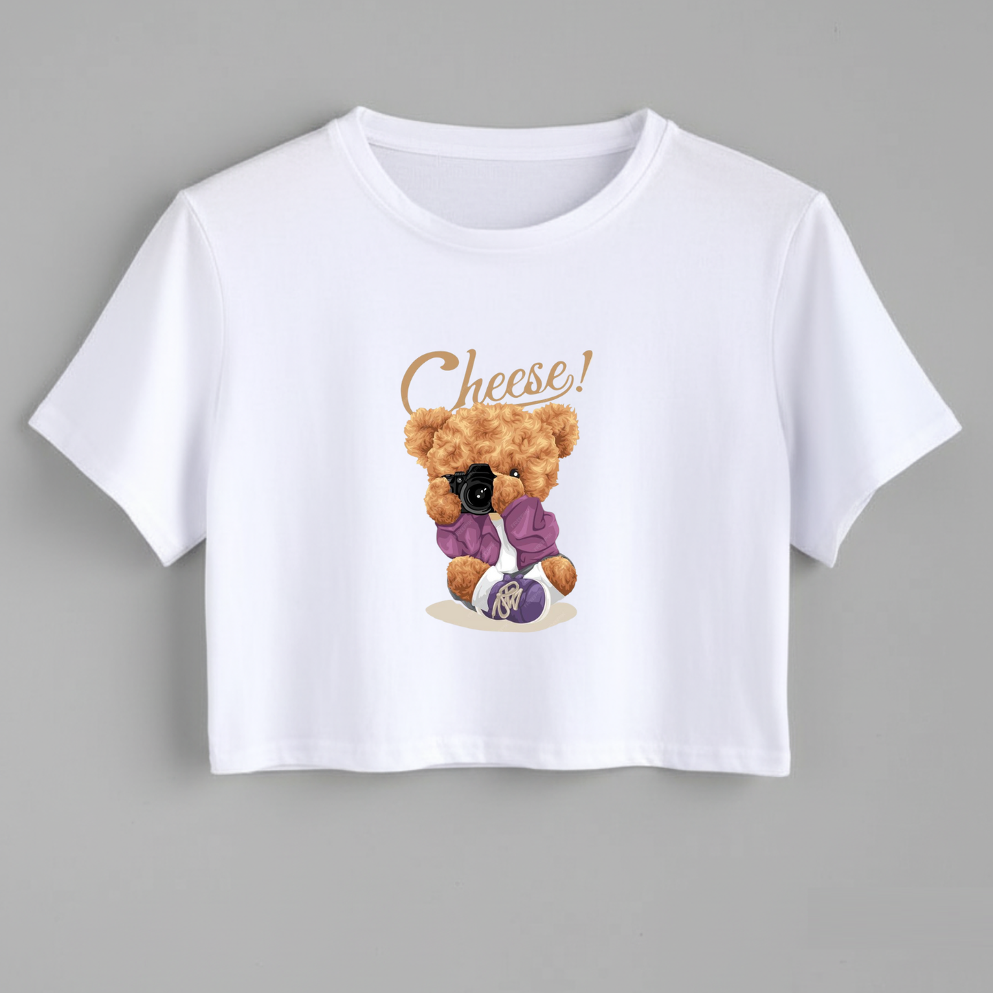 Crop Top With "Cheese" Printed