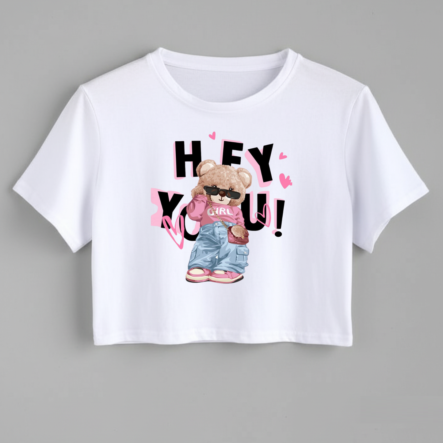 Crop Top With "Hey You" Printed