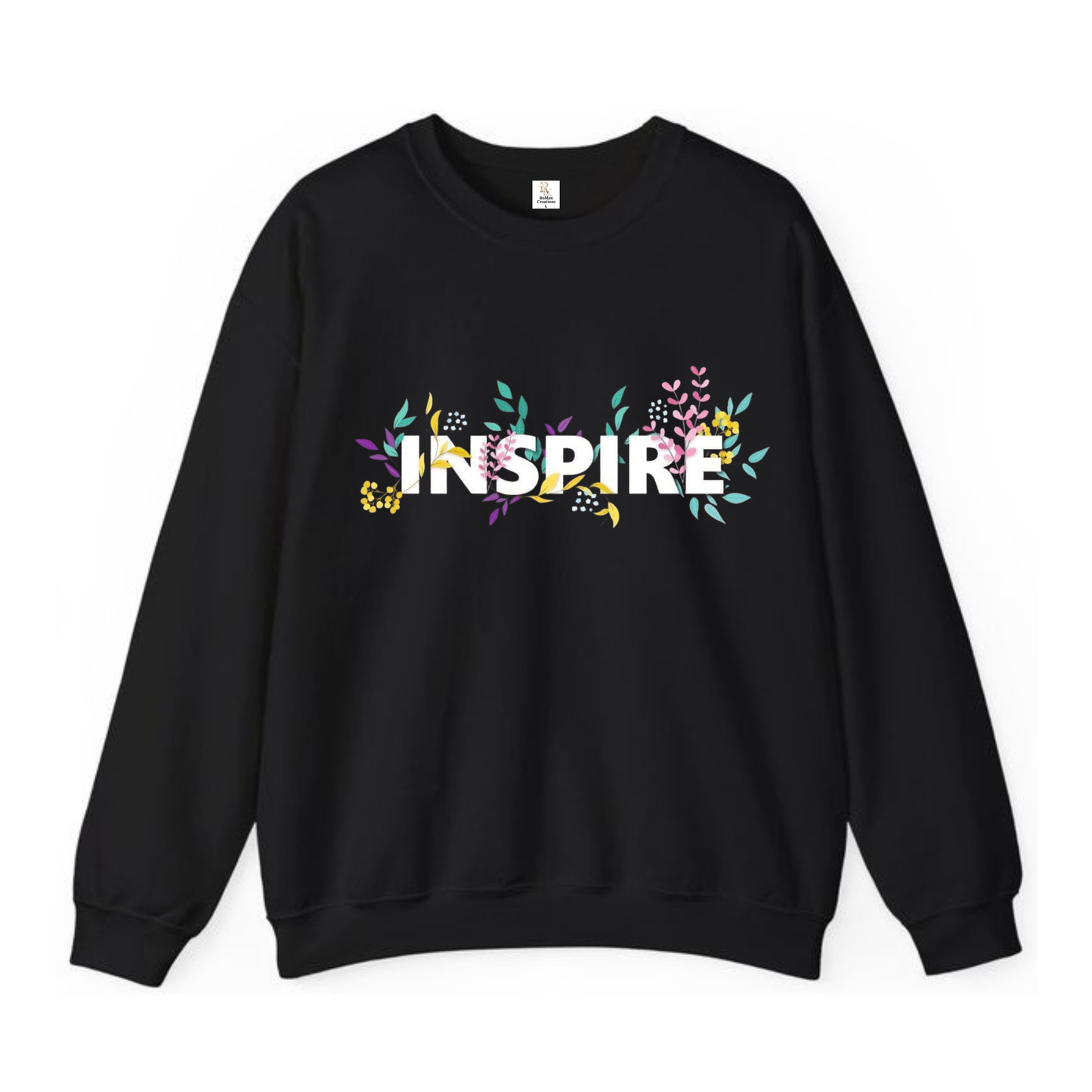The "Inspire" Floral Graphic Sweatshirt - Black