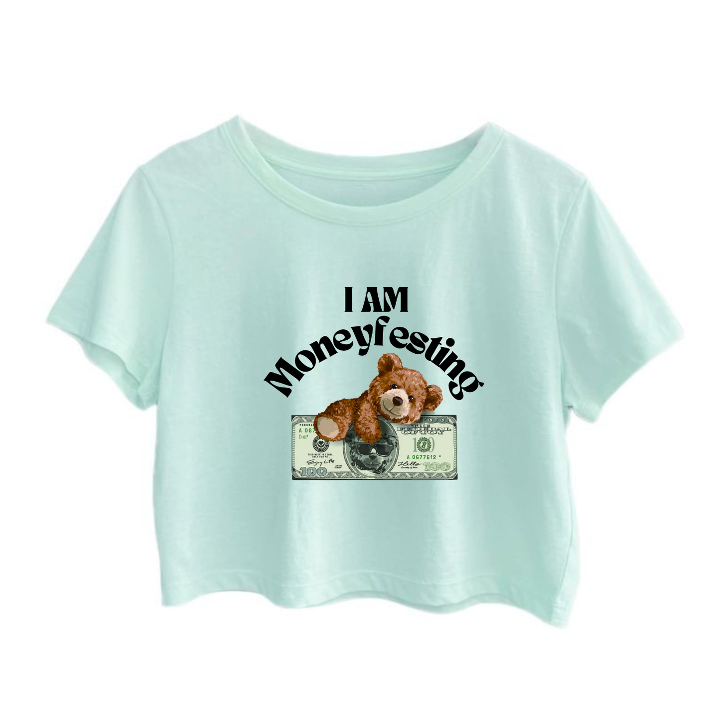 Crop Top With "I Am Moneyfesting" Printed