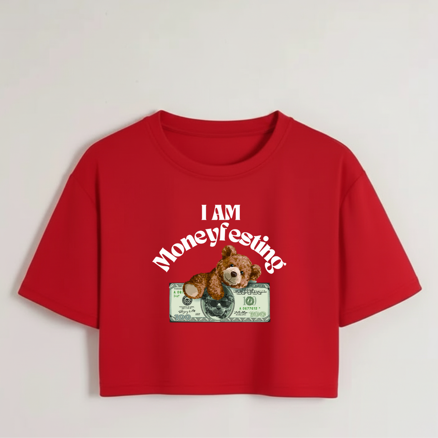 Crop Top With "I Am Moneyfesting" Printed