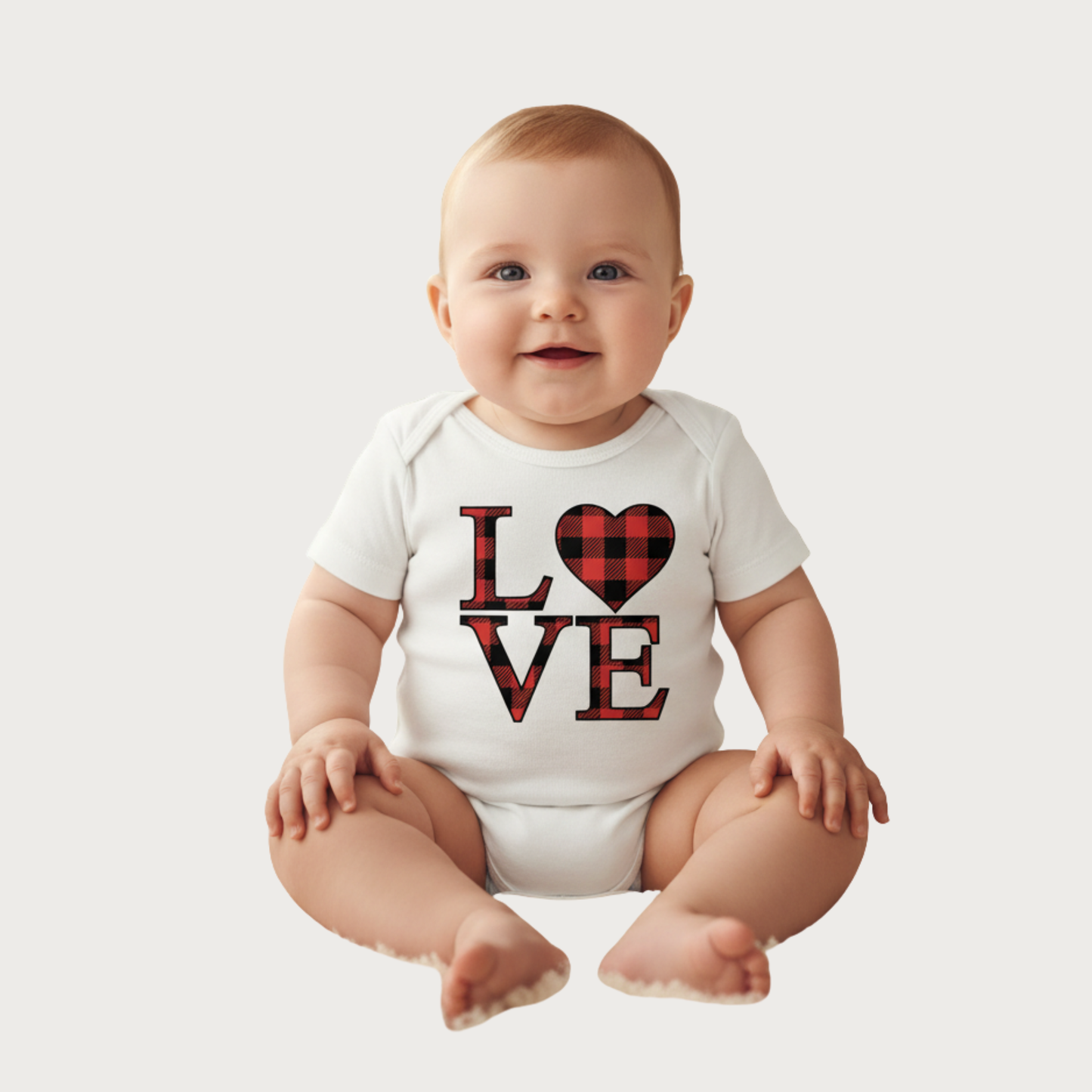 Classic Love Plaid Half Sleeve Romper for Boys & Girls