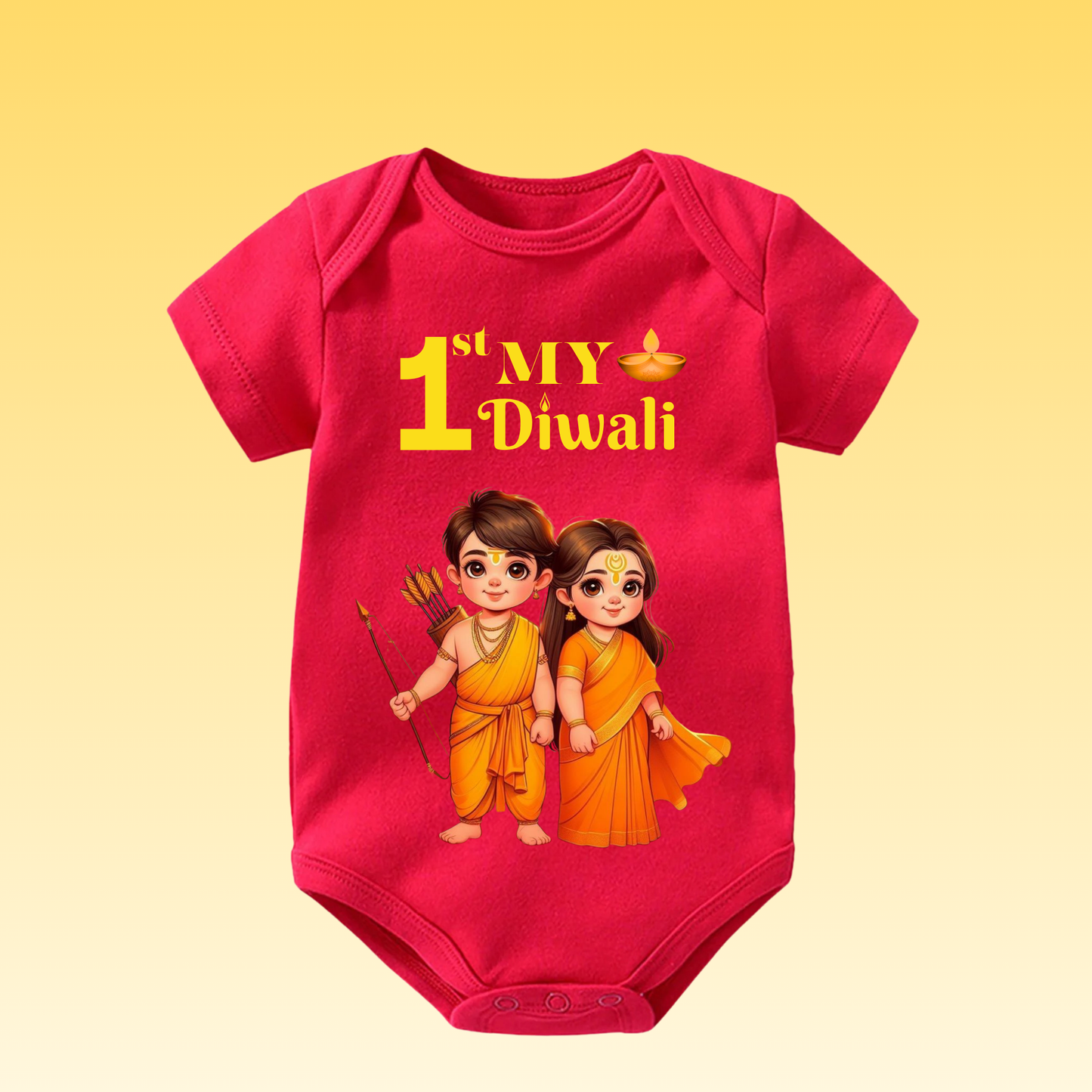 Baby's Romper with Printed a Design "My 1st Diwali Cute Kids"