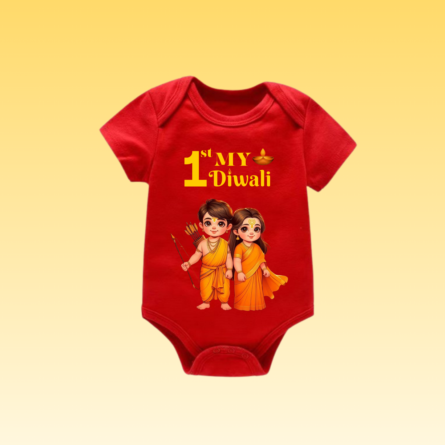 Baby's Romper with Printed a Design "My 1st Diwali Cute Kids"