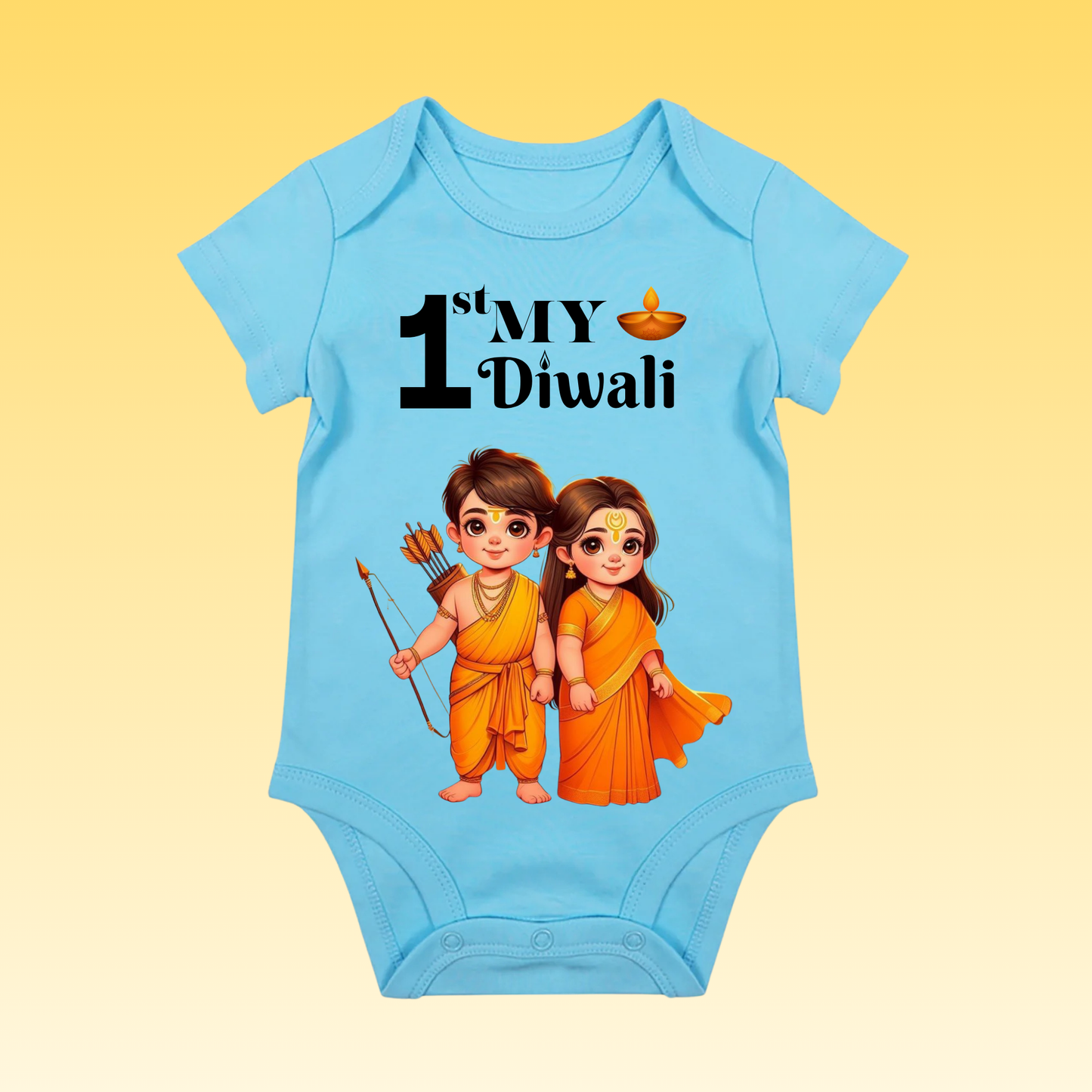 Baby's Romper with Printed a Design "My 1st Diwali Cute Kids"