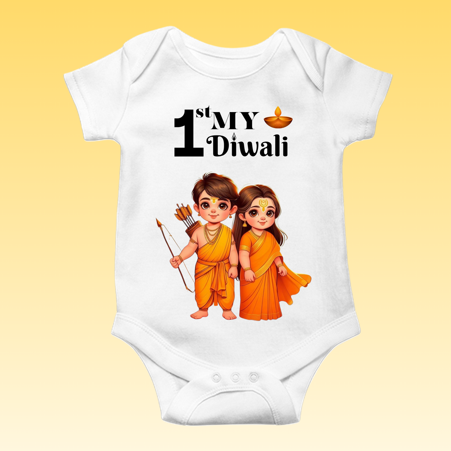 Baby's Romper with Printed a Design "My 1st Diwali Cute Kids"