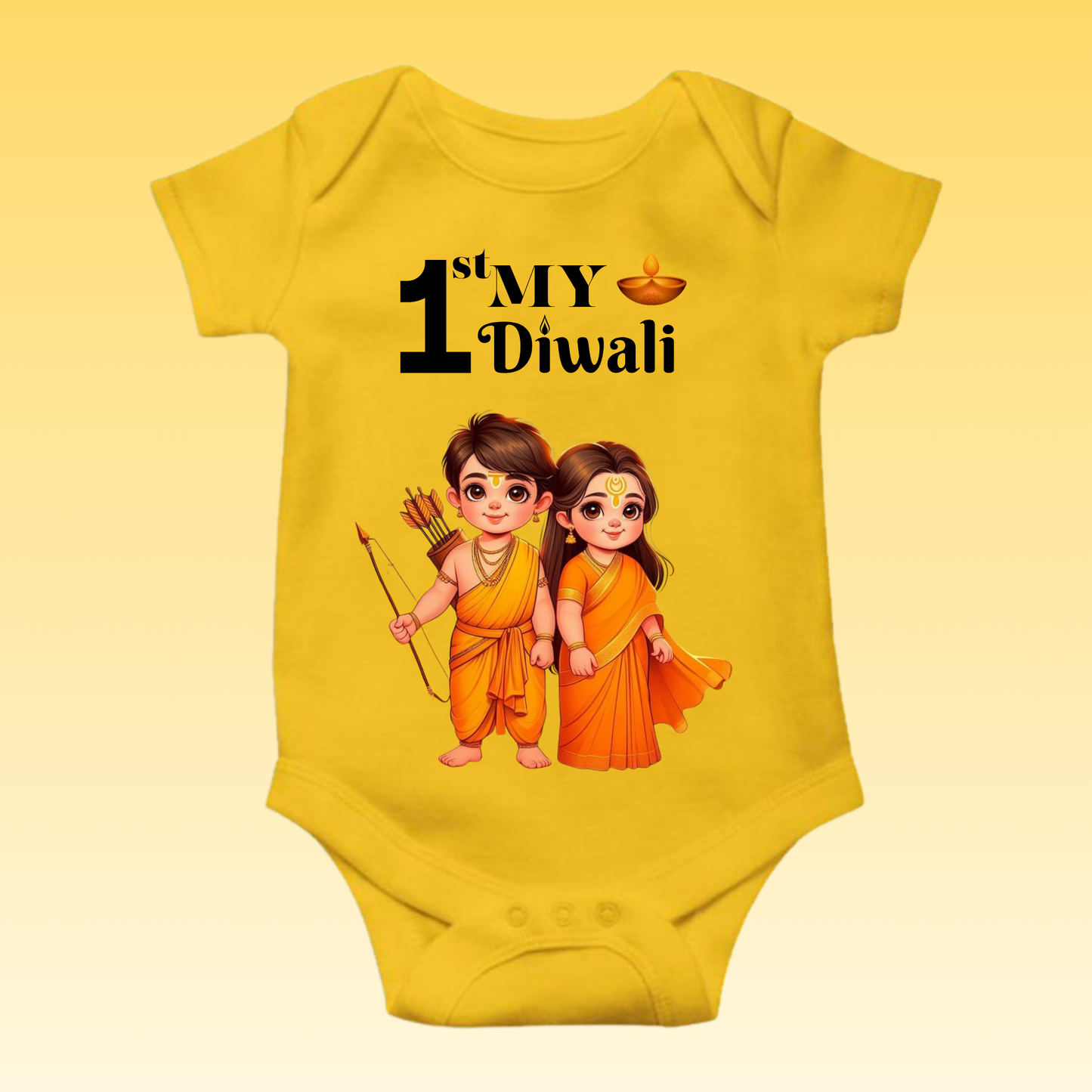 Baby's Romper with Printed a Design "My 1st Diwali Cute Kids"