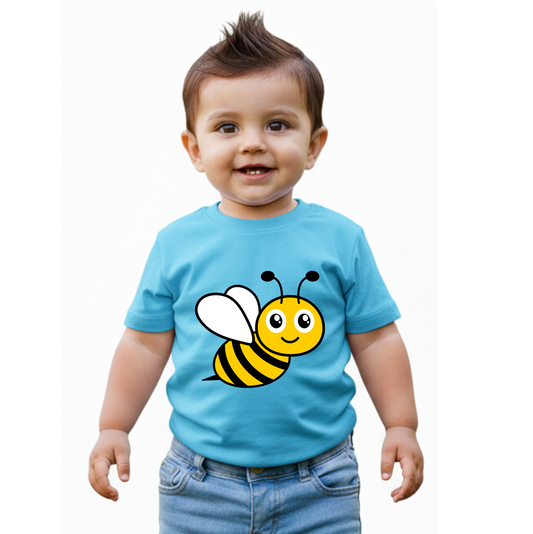 Baby's Sky Blue Infant T-shirt with Printed a "Bee" Design