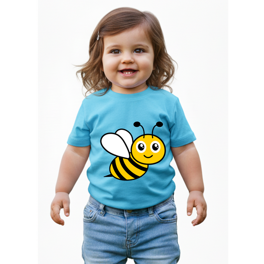 Baby's Sky Blue Infant T-shirt with Printed a "Bee" Design