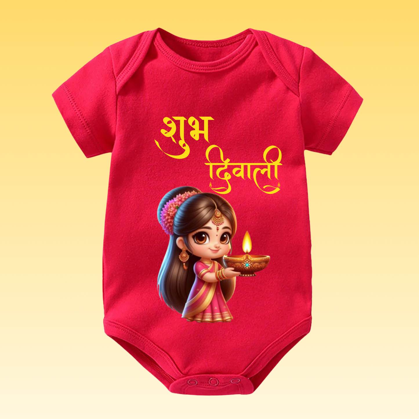 Baby's Romper with Printed a Design "Subh Diwali"