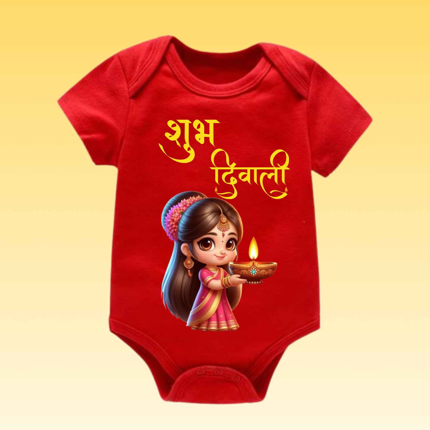 Baby's Romper with Printed a Design "Subh Diwali"