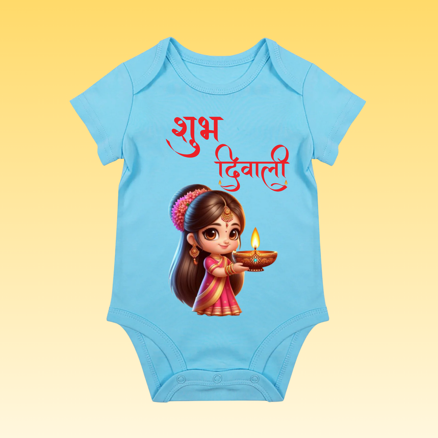 Baby's Romper with Printed a Design "Subh Diwali"