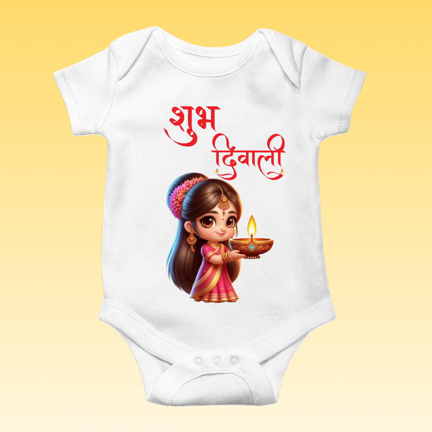 Baby's Romper with Printed a Design "Subh Diwali"