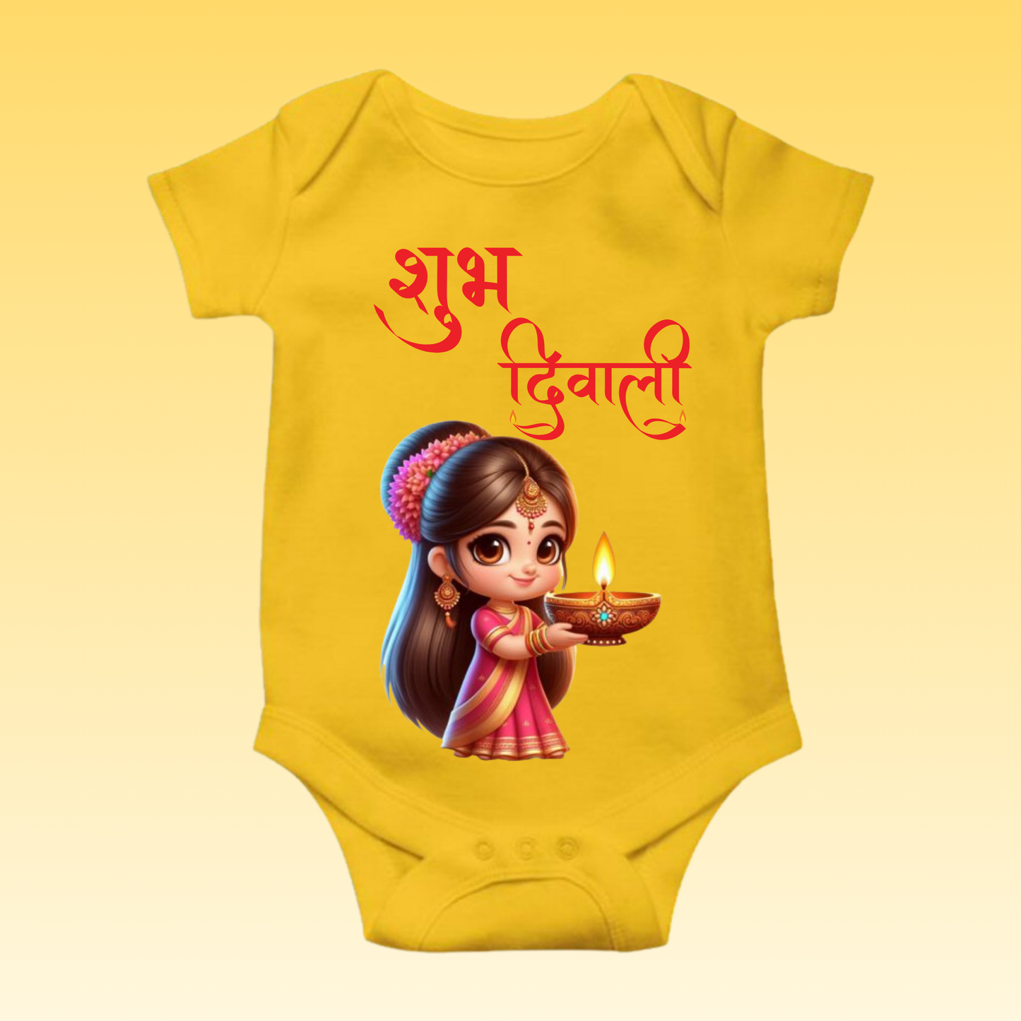Baby's Romper with Printed a Design "Subh Diwali"