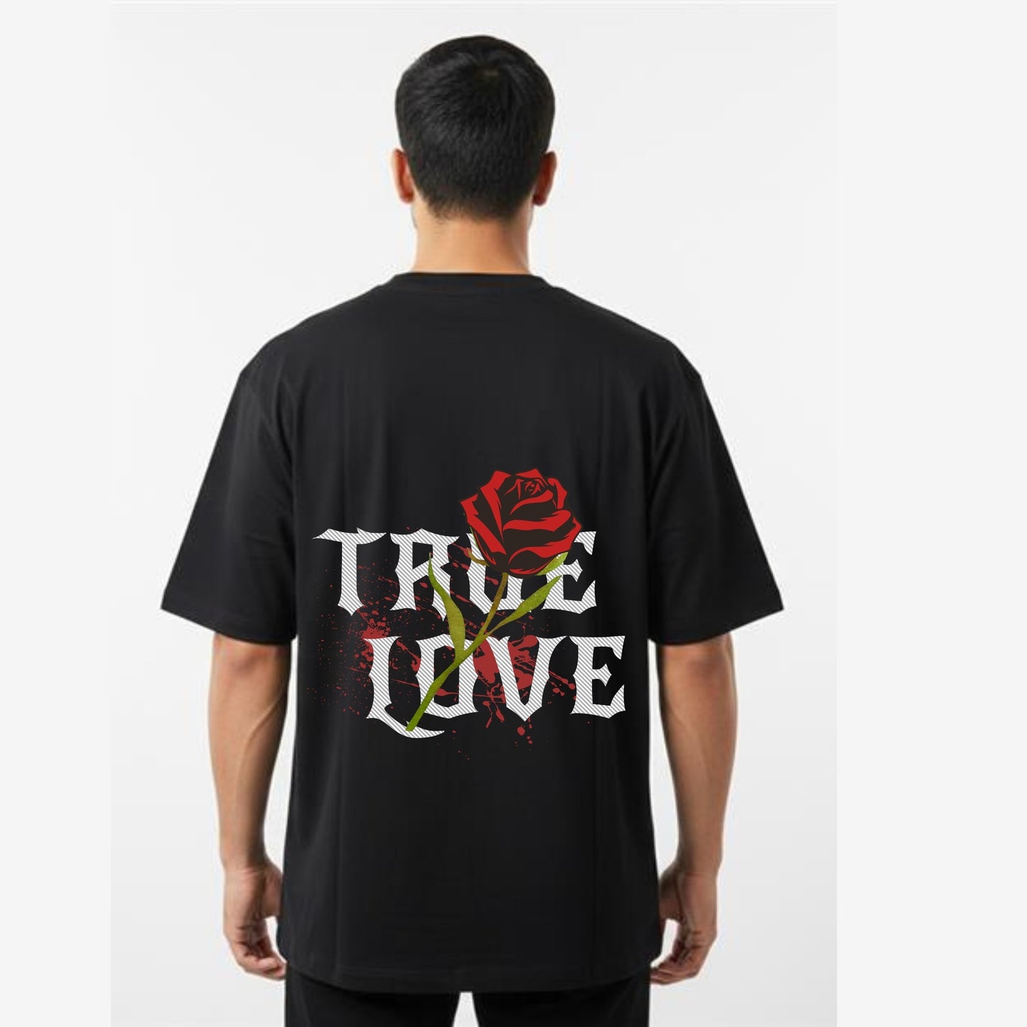 Men's Oversized T-Shirt With "True Love" Printed