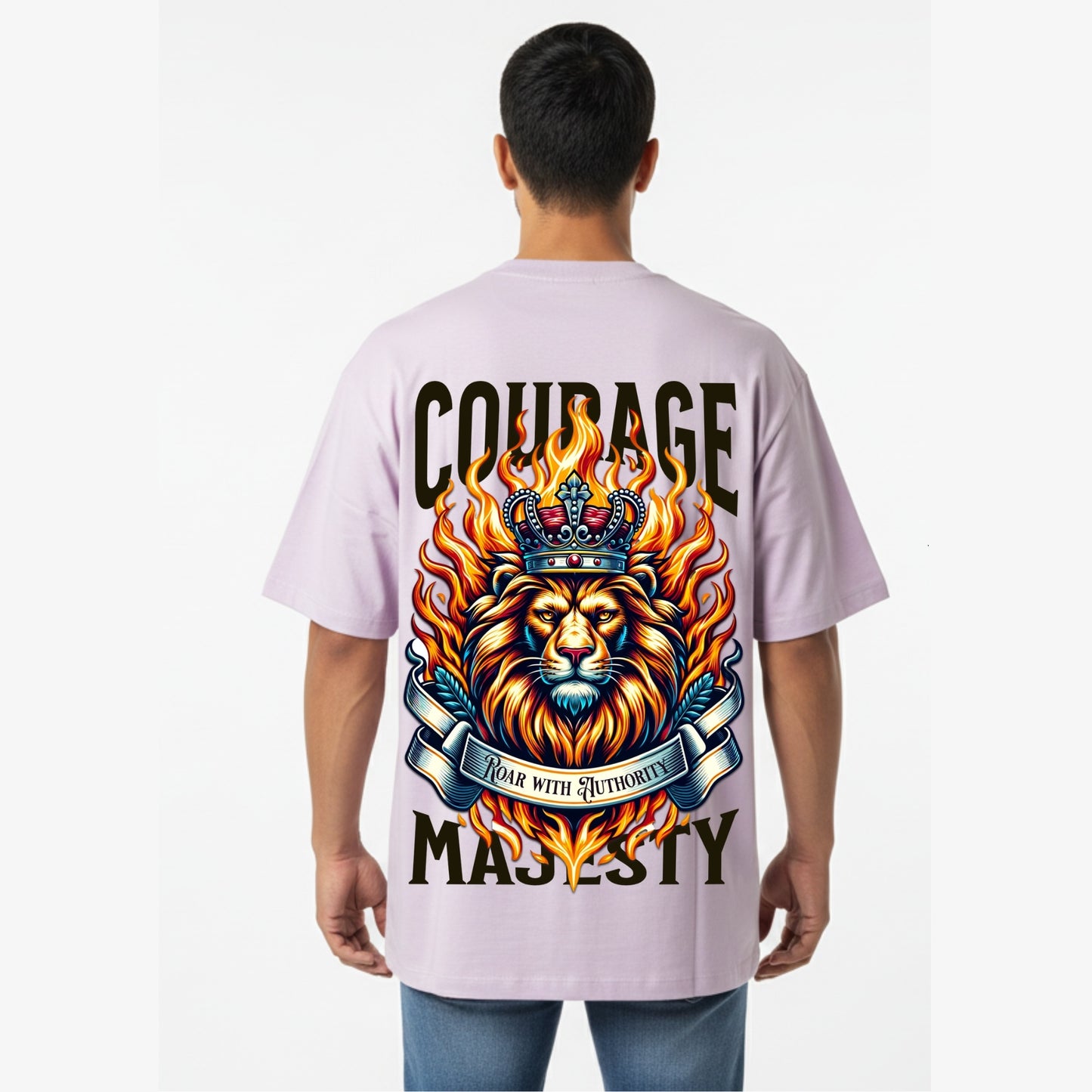 Men's Oversized T-Shirt With "Courage Majesty" Printed