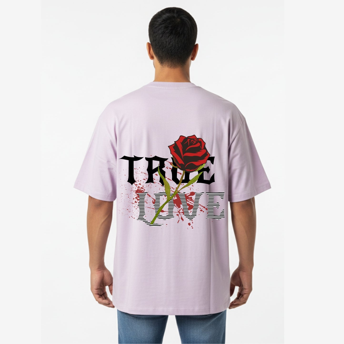 Men's Oversized T-Shirt With "True Love" Printed