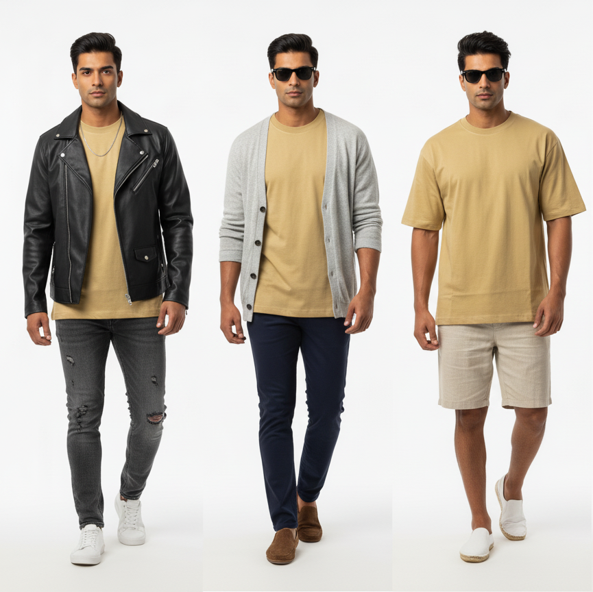 Men's Taupe Oversized T-Shirt
