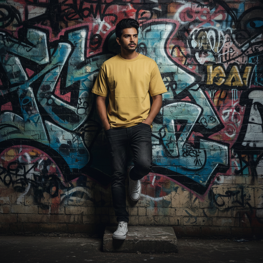 Men's Taupe Oversized T-Shirt