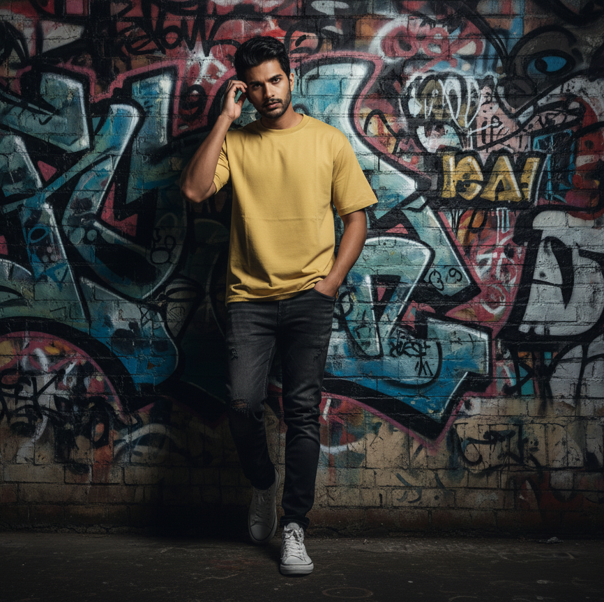 Men's Taupe Oversized T-Shirt