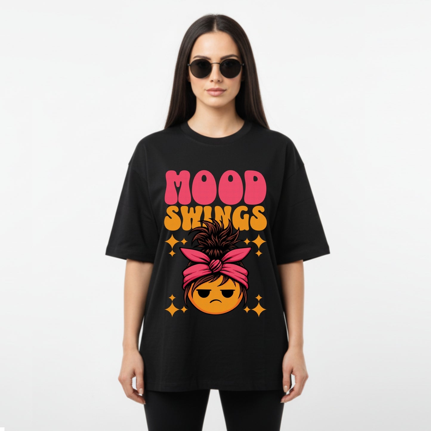 WoMen's Oversized T-Shirt With "Mood Swings" Printed