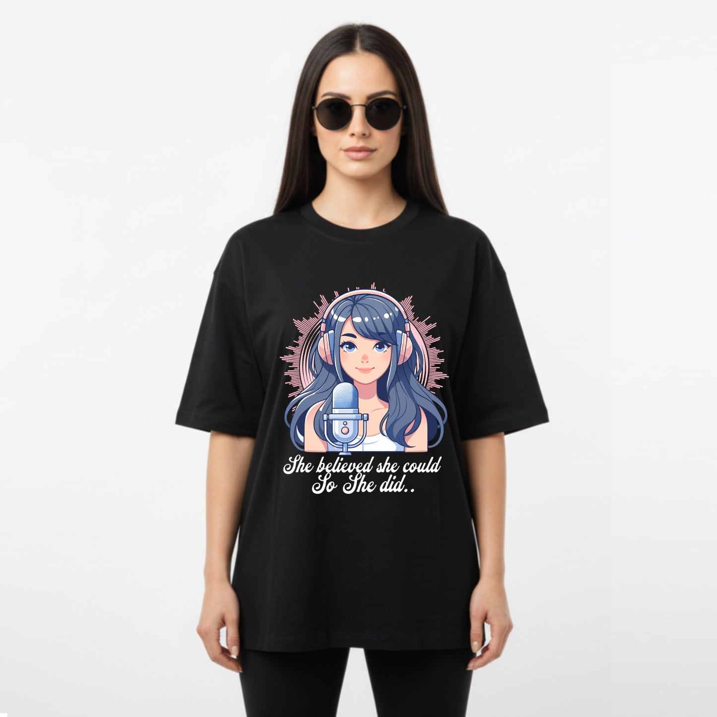 WoMen's Oversized T-Shirt With "She believed she could so she did" Printed