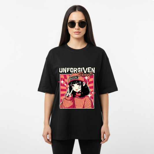 WoMen's Oversized T-Shirt With "Unforgiven" Printed