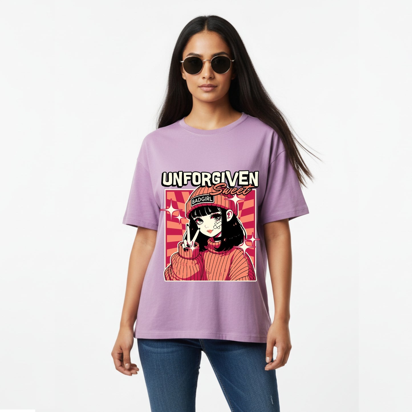 WoMen's Oversized T-Shirt With "Unforgiven" Printed
