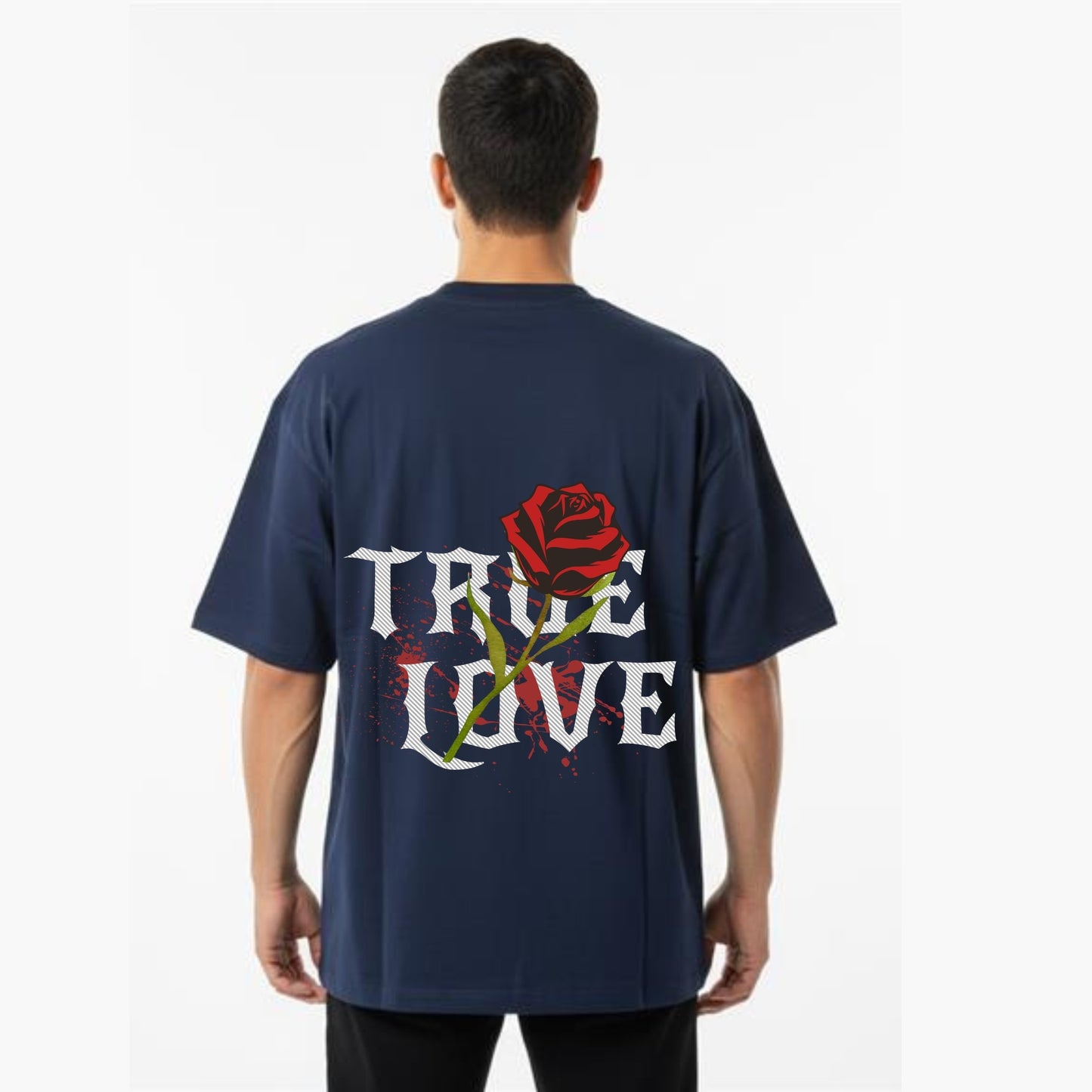 Men's Oversized T-Shirt With "True Love" Printed