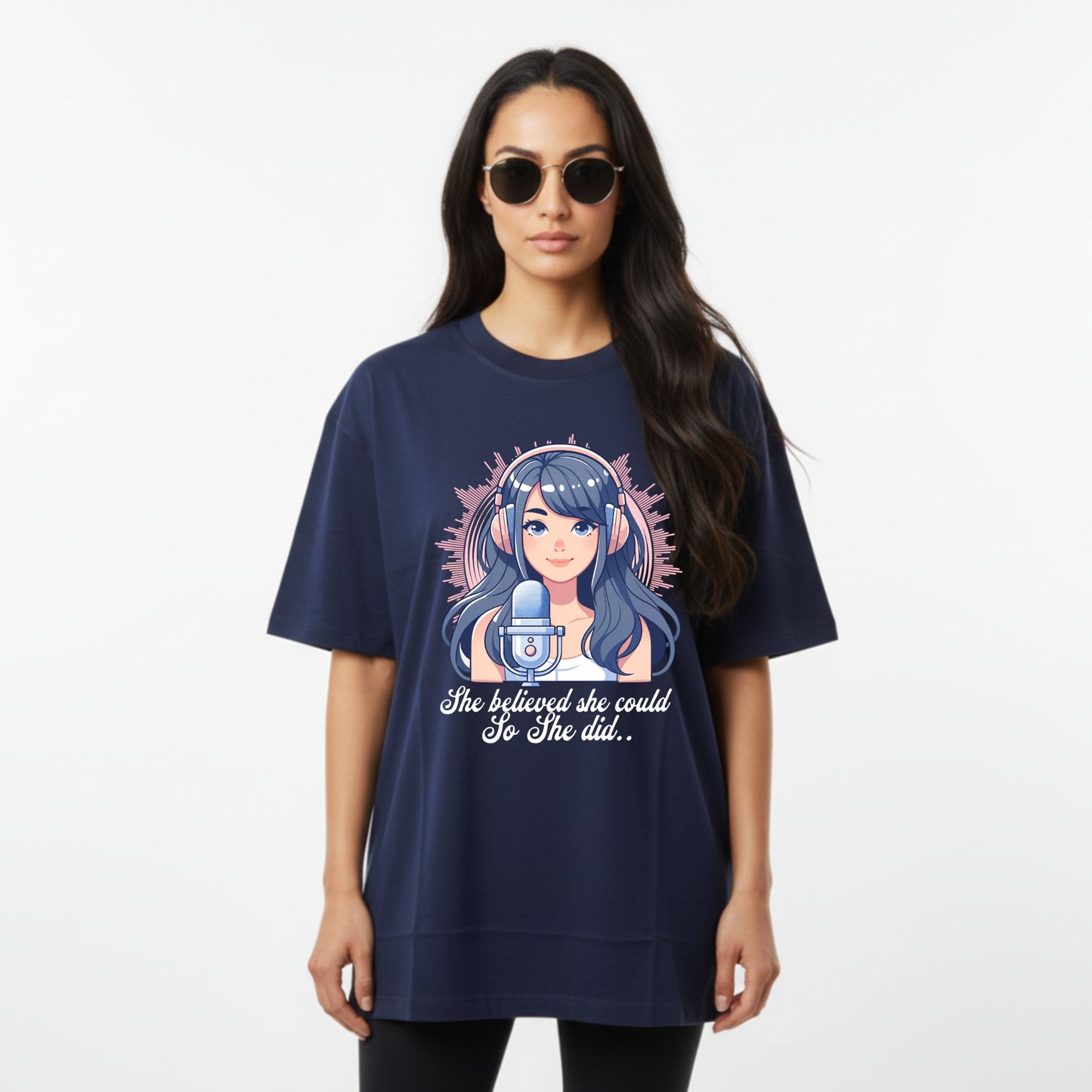 WoMen's Oversized T-Shirt With "She believed she could so she did" Printed