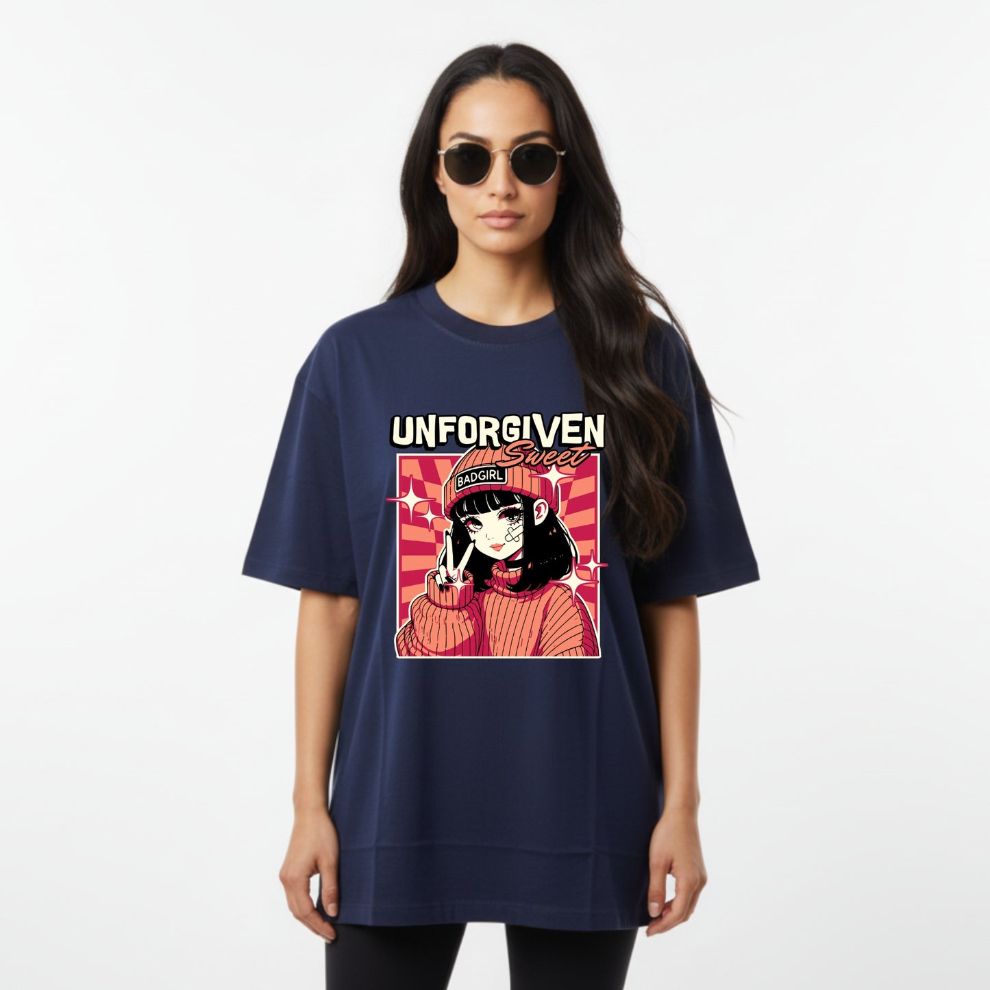 WoMen's Oversized T-Shirt With "Unforgiven" Printed