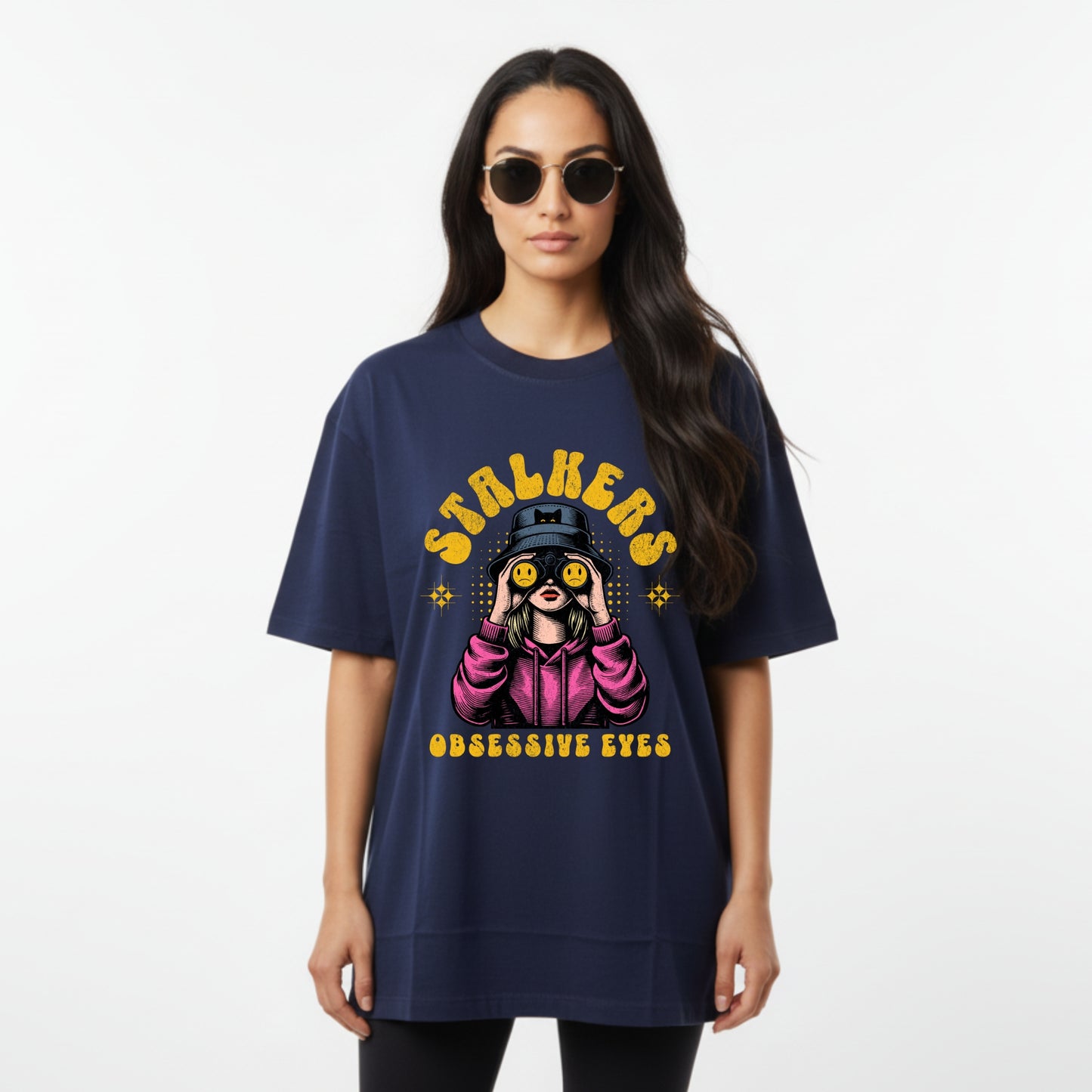 WoMen's Oversized T-Shirt With "stalkers" Printed