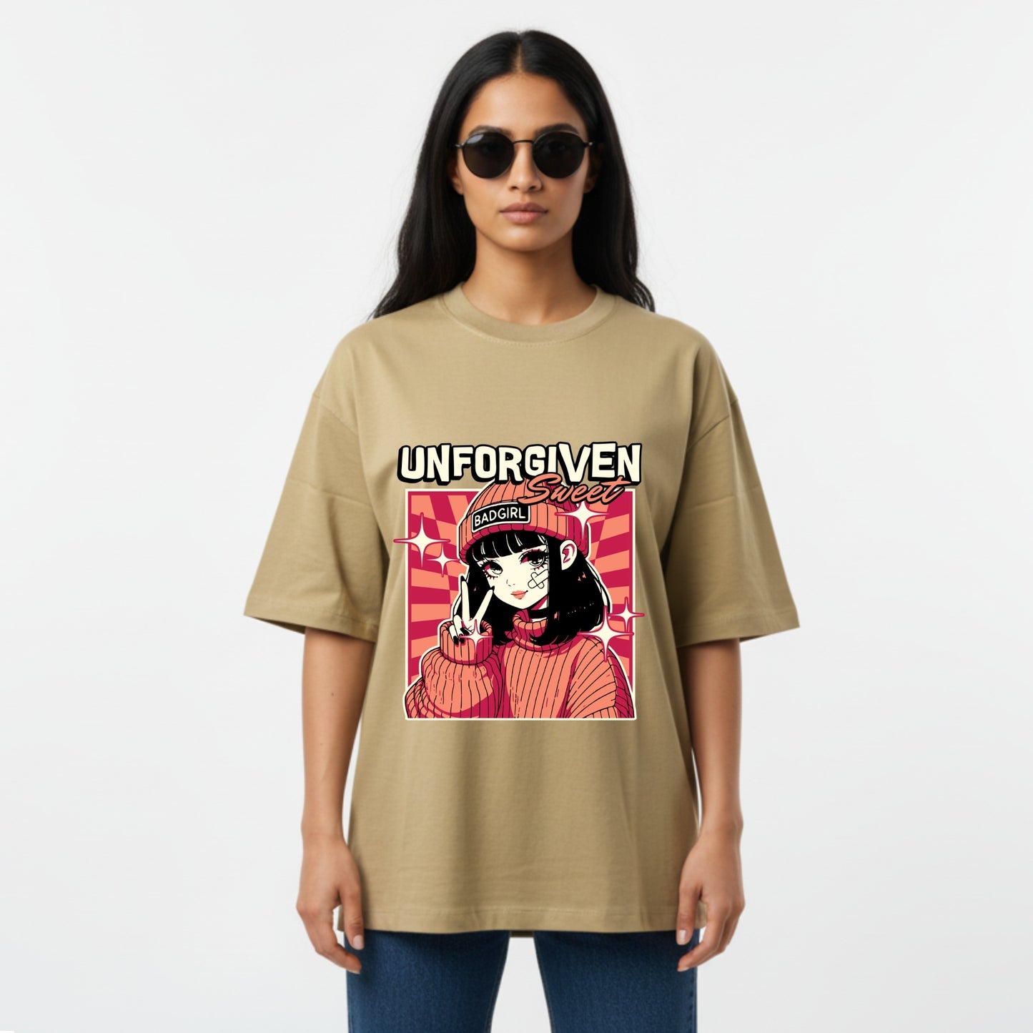 WoMen's Oversized T-Shirt With "Unforgiven" Printed