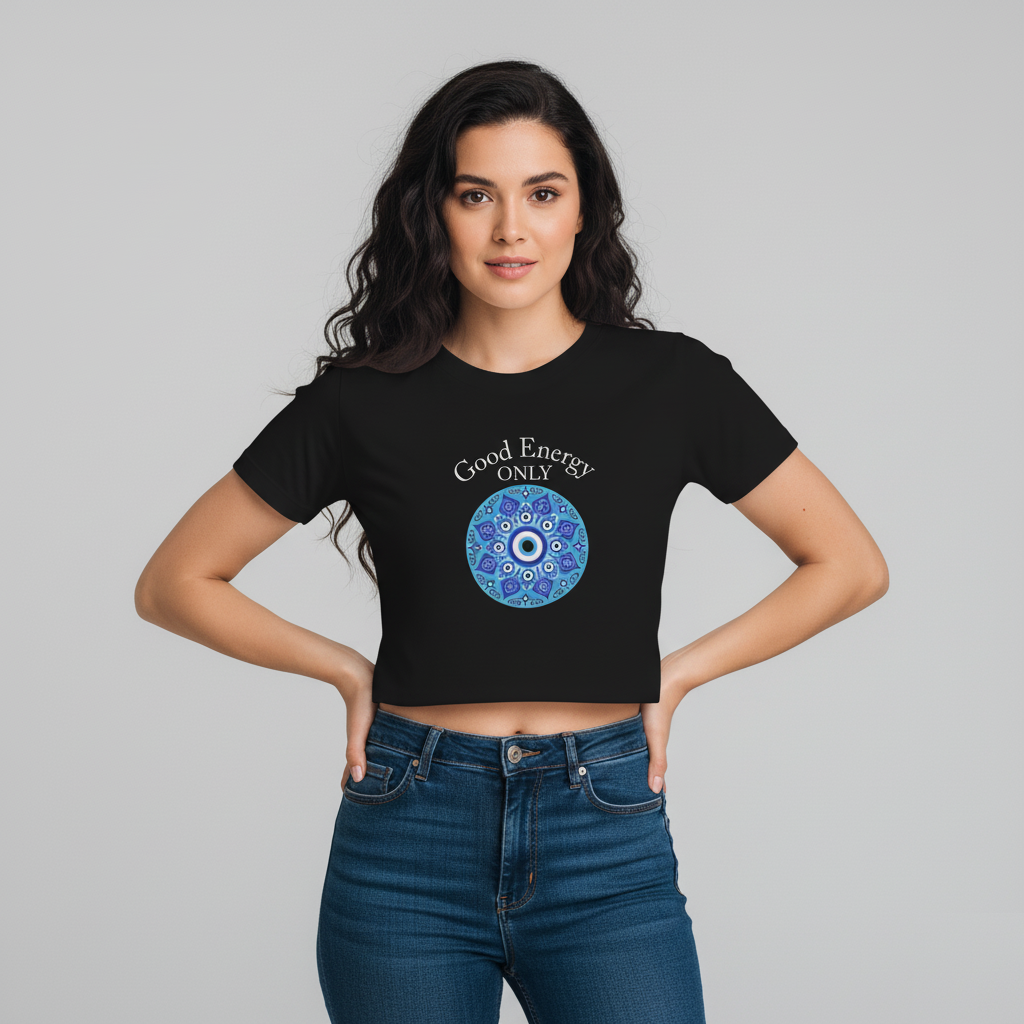 Crop Top With "Good Energy Only" Print