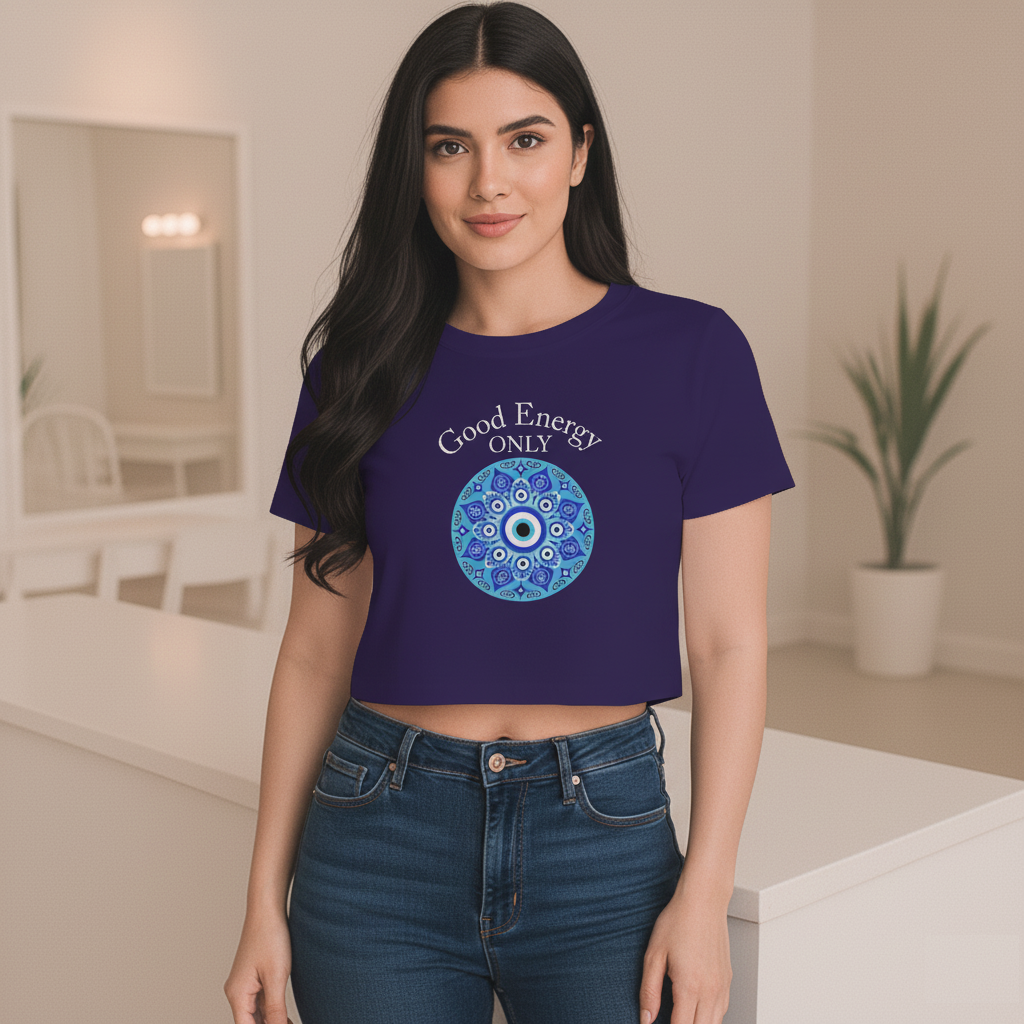 Crop Top With "Good Energy Only" Print