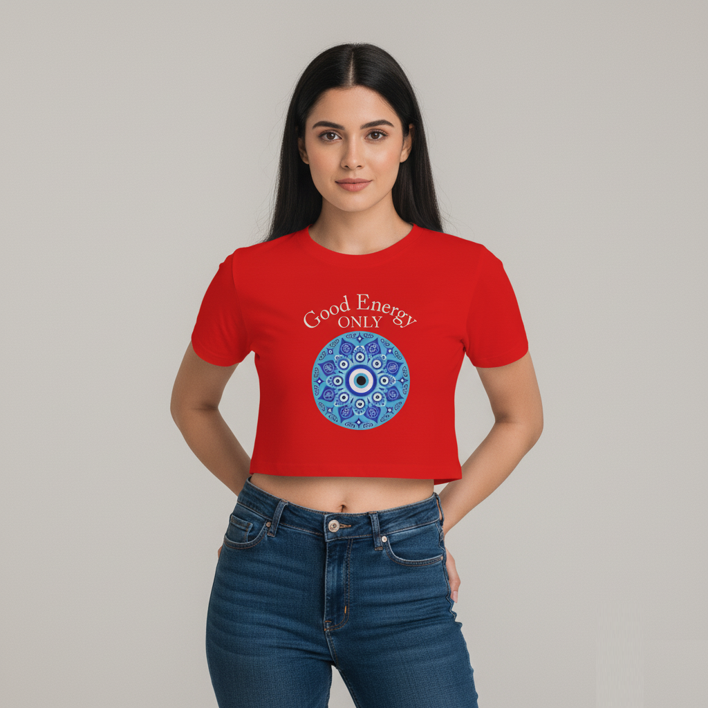 Crop Top With "Good Energy Only" Print