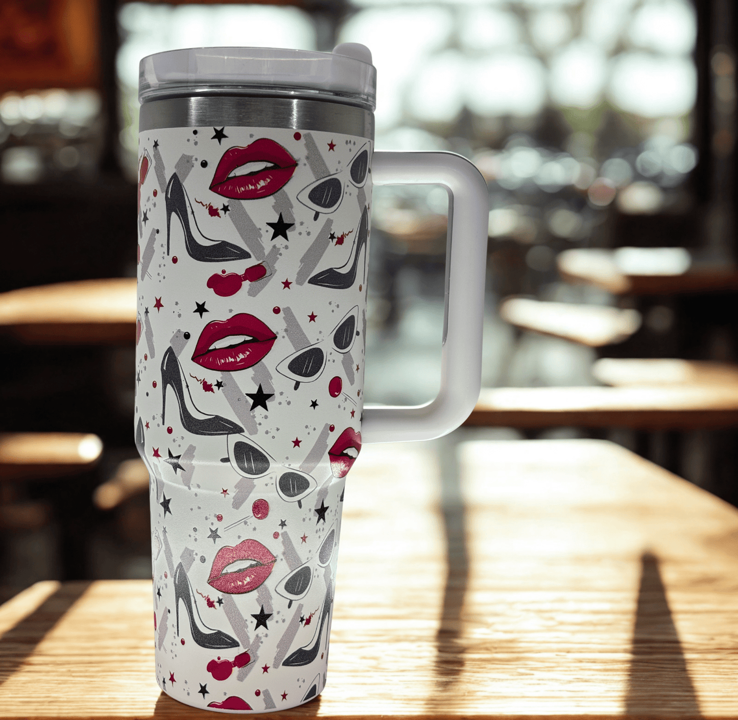 Tumbler With Beautiful Printed - Lips, Heels, Goggles - RoMan Creations