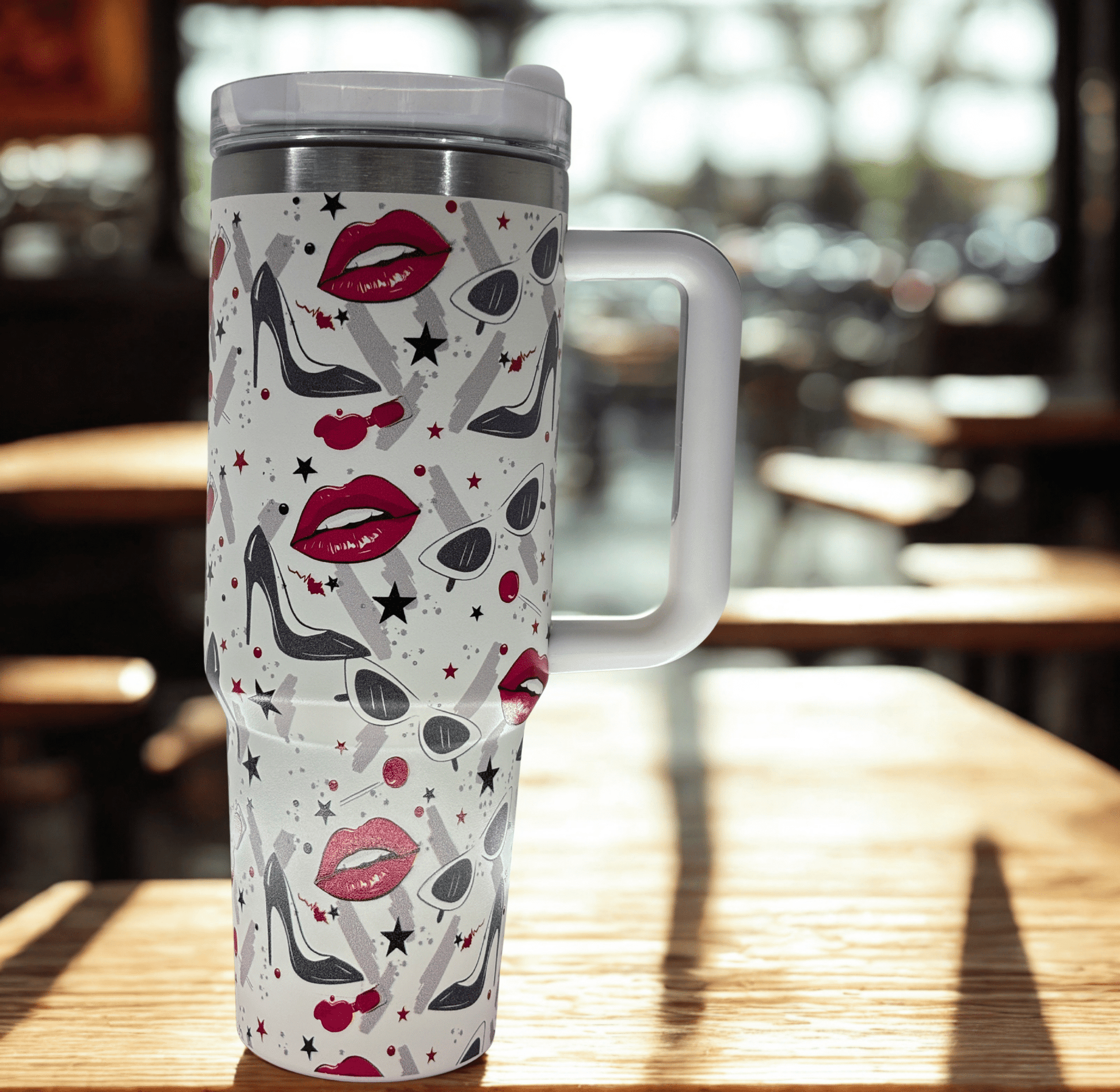 Tumbler With Beautiful Printed - Lips, Heels, Goggles - RoMan Creations