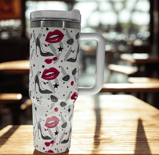 Tumbler With Beautiful Printed - Lips, Heels, Goggles - RoMan Creations