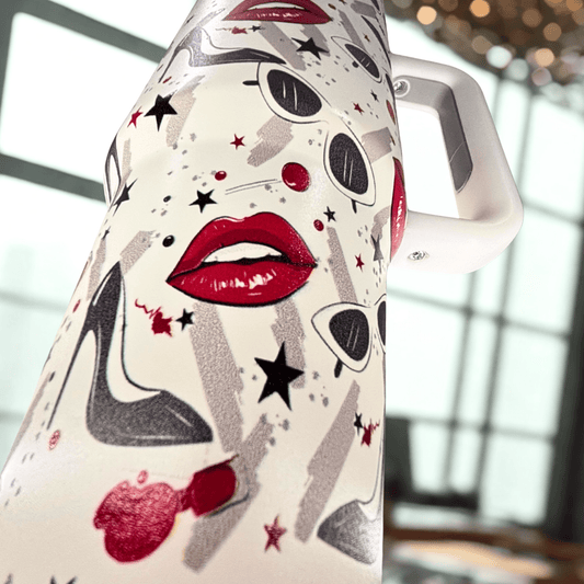 Tumbler With Beautiful Printed - Lips, Heels, Goggles - RoMan Creations