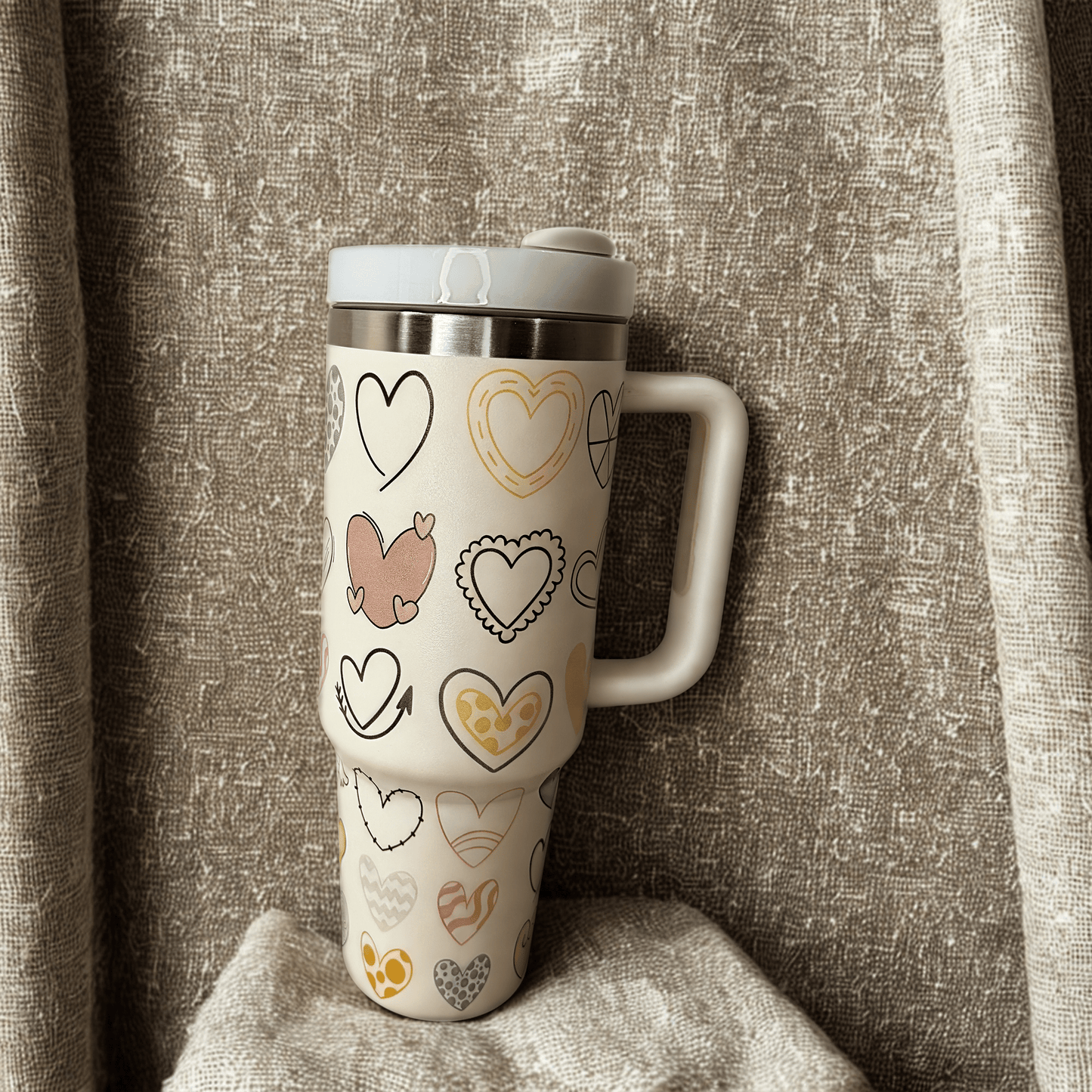 Tumbler With Beautiful Printed - Multiple Hearts - RoMan Creations