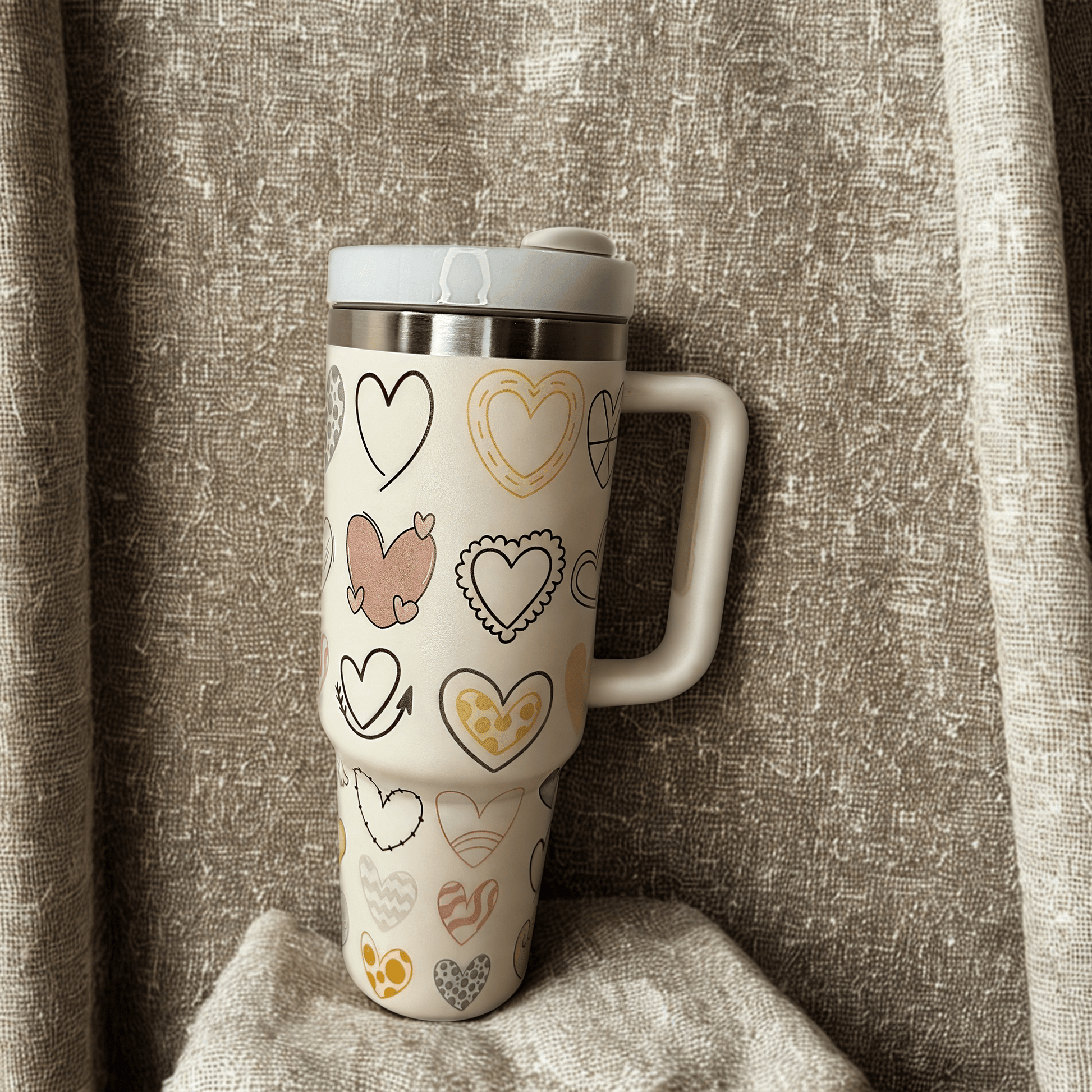 Tumbler With Beautiful Printed - Multiple Hearts - RoMan Creations