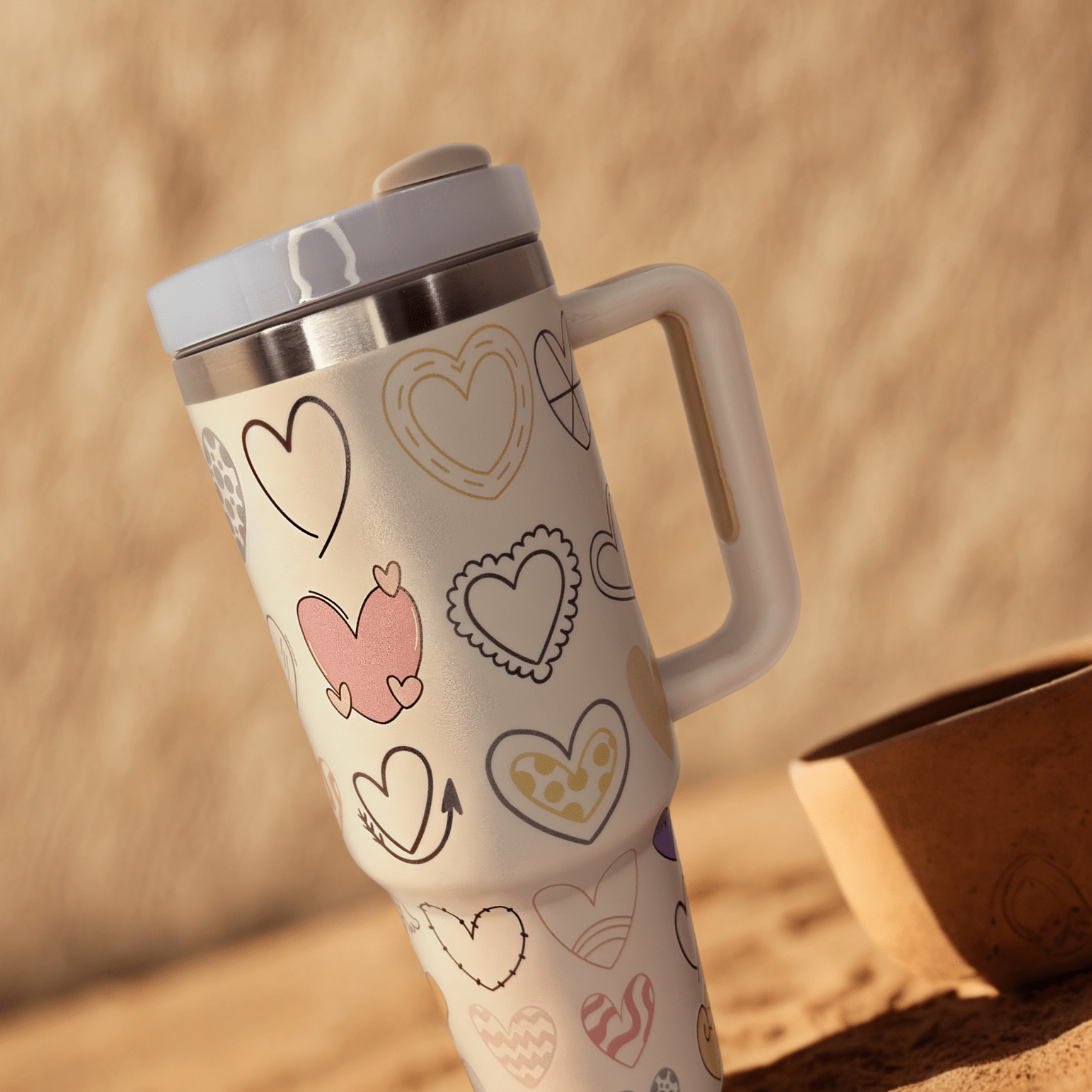 Tumbler With Beautiful Printed - Multiple Hearts - RoMan Creations