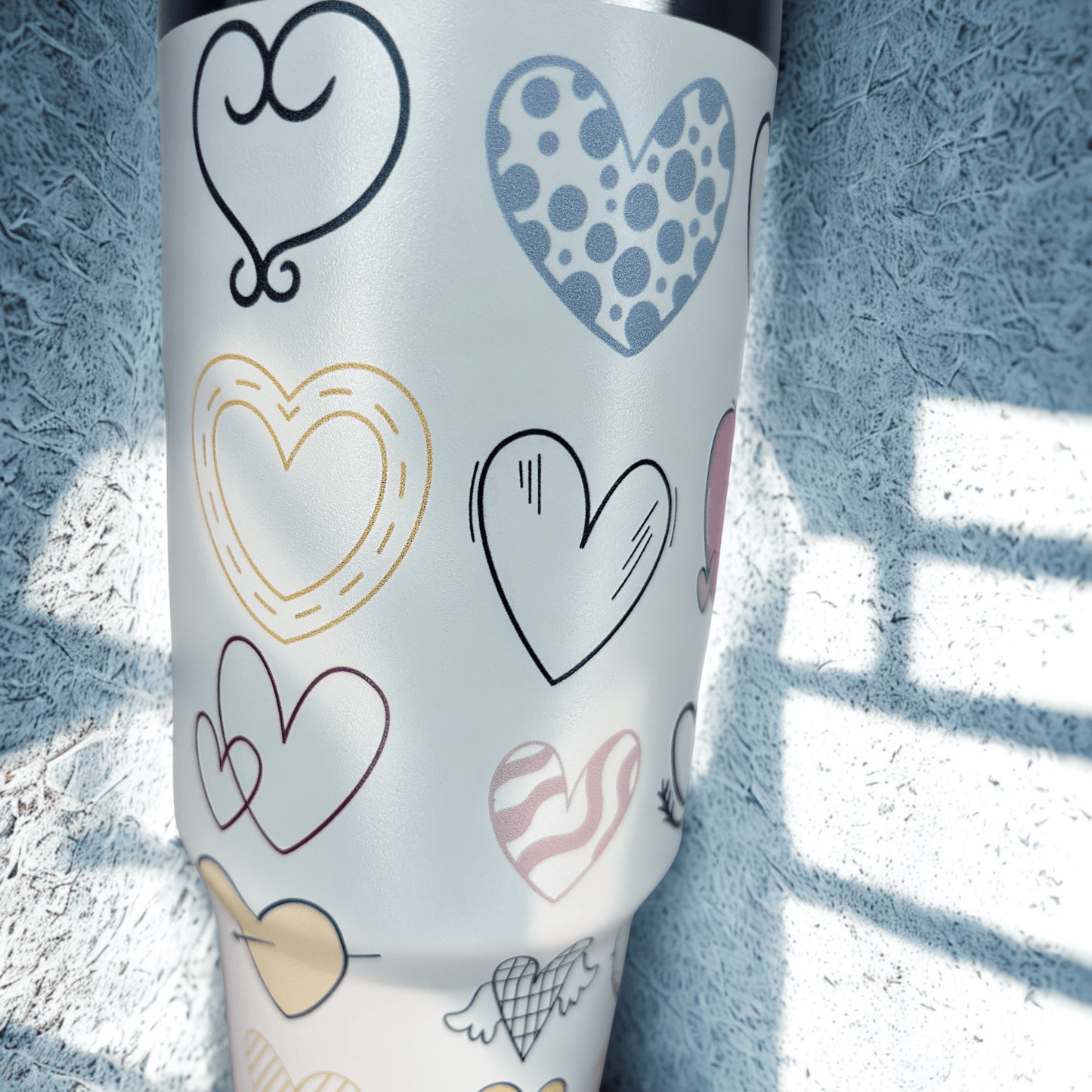 Tumbler With Beautiful Printed - Multiple Hearts - RoMan Creations