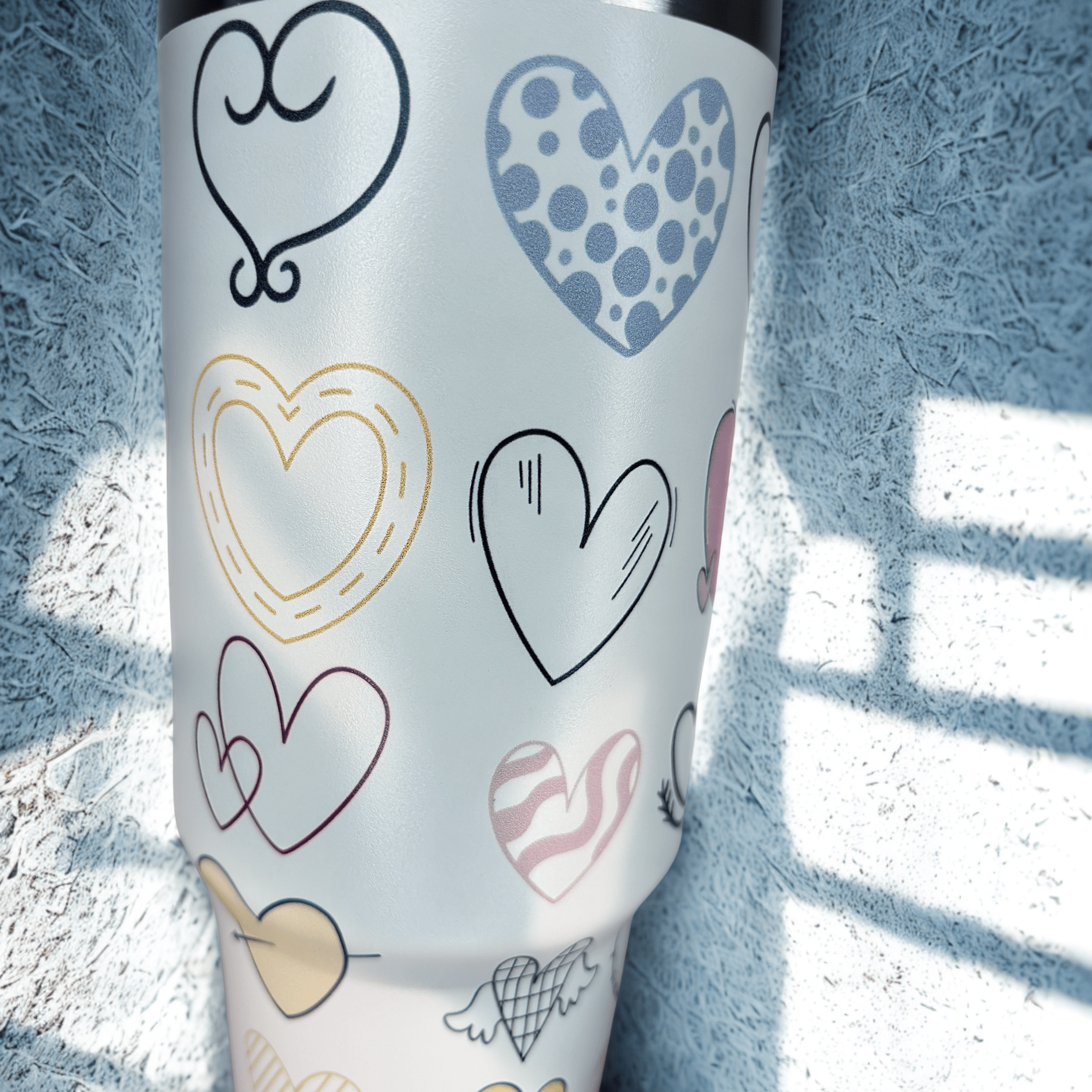 Tumbler With Beautiful Printed - Multiple Hearts - RoMan Creations