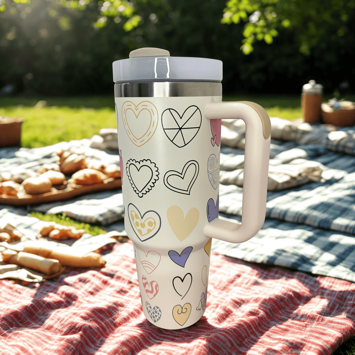 Tumbler With Beautiful Printed - Multiple Hearts - RoMan Creations